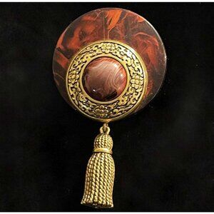 Unique Western Germany Signed Tassel Brooch